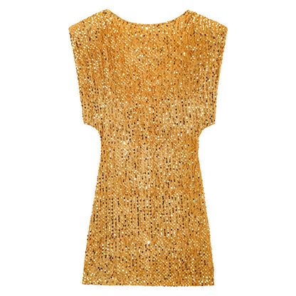 🔥Solange der Vorrat reicht 40 % Rabatt!🎉Ärmelloses, glitzerndes Paillettenkleid für Damen