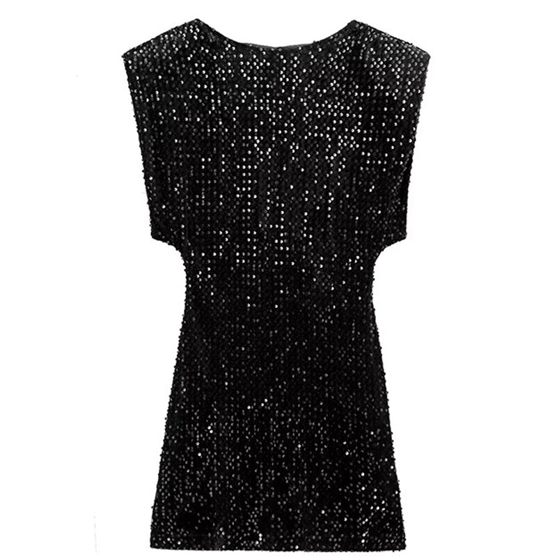 🔥Solange der Vorrat reicht 40 % Rabatt!🎉Ärmelloses, glitzerndes Paillettenkleid für Damen