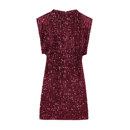 🔥Solange der Vorrat reicht 40 % Rabatt!🎉Ärmelloses, glitzerndes Paillettenkleid für Damen