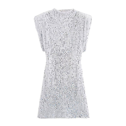 🔥Solange der Vorrat reicht 40 % Rabatt!🎉Ärmelloses, glitzerndes Paillettenkleid für Damen