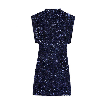 🔥Solange der Vorrat reicht 40 % Rabatt!🎉Ärmelloses, glitzerndes Paillettenkleid für Damen