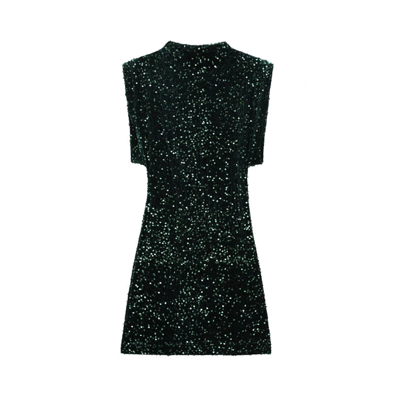 🔥Solange der Vorrat reicht 40 % Rabatt!🎉Ärmelloses, glitzerndes Paillettenkleid für Damen