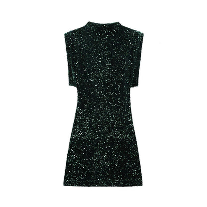 🔥Solange der Vorrat reicht 40 % Rabatt!🎉Ärmelloses, glitzerndes Paillettenkleid für Damen