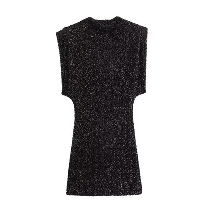 🔥Solange der Vorrat reicht 40 % Rabatt!🎉Ärmelloses, glitzerndes Paillettenkleid für Damen