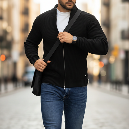 🔥Solange der Vorrat reicht 40 % Rabatt!🎉Klassischer Strickpullover mit Reißverschluss und Rippstrick für Herren