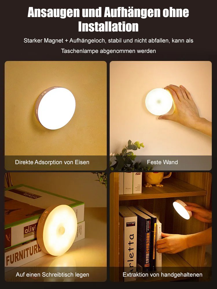 📢📢3 KAUFEN, 5 GRATIS 🎁🌙 Magnetisches Nachtlicht mit Körperinduktion – 0-Sek.-Sensor & 90 Tage Akku-Laufzeit