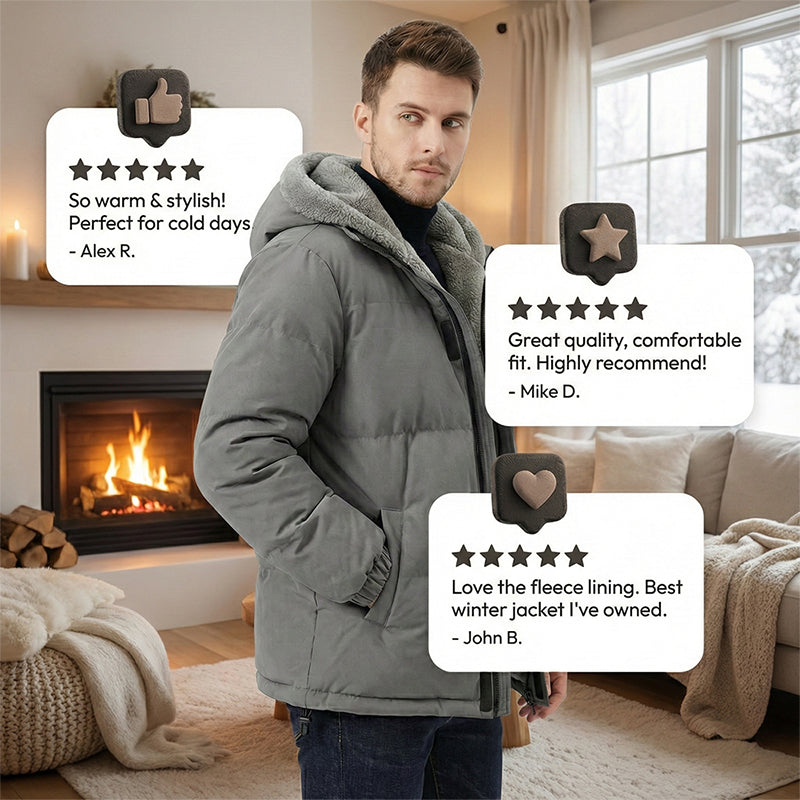 🔥Solange der Vorrat reicht 40 % Rabatt!🎉Kältebeständiger, winddichter Herrenmantel mit Kapuze und Thermofutter