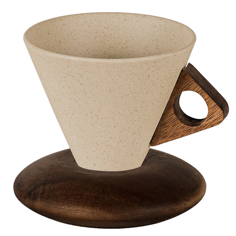 🔥Solange der Vorrat reicht 40 % Rabatt!🎉Vintage-Kaffeebecher mit Holzgriff und Untertasse ☕️