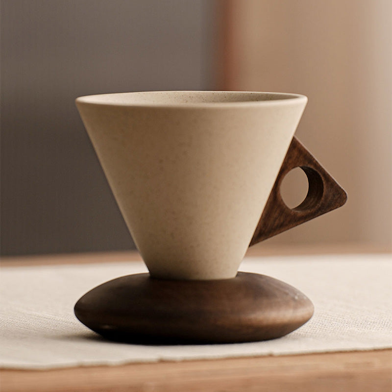 🔥Solange der Vorrat reicht 40 % Rabatt!🎉Vintage-Kaffeebecher mit Holzgriff und Untertasse ☕️