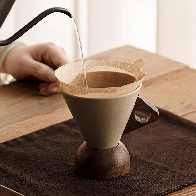 🔥Solange der Vorrat reicht 40 % Rabatt!🎉Vintage-Kaffeebecher mit Holzgriff und Untertasse ☕️