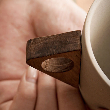 🔥Solange der Vorrat reicht 40 % Rabatt!🎉Vintage-Kaffeebecher mit Holzgriff und Untertasse ☕️