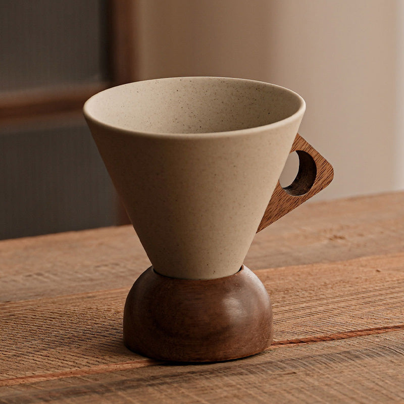 🔥Solange der Vorrat reicht 40 % Rabatt!🎉Vintage-Kaffeebecher mit Holzgriff und Untertasse ☕️