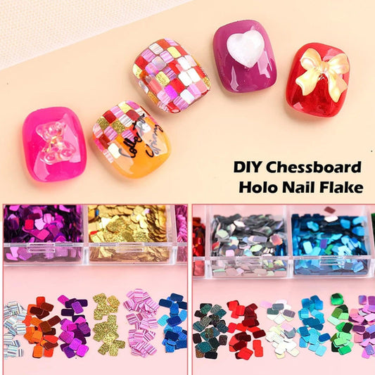 ✨JETZT 50 % RABATT! 🔥12-teiliges quadratisches Glitzer-Nagelkunst-Pailletten-Set🎉