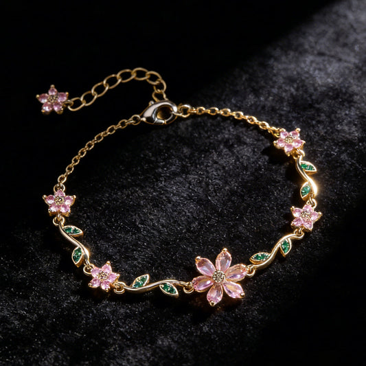 Fröhliches Neujahr! 50% auf alles 🎊⏰Damenarmband mit Kirschblüten-Strass🌸