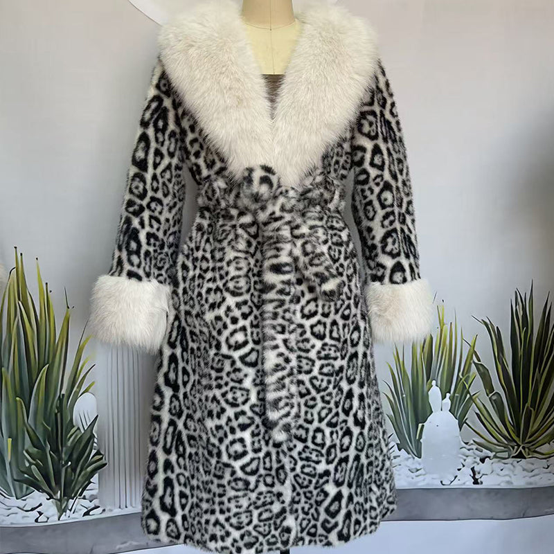 ✨🎅Weihnachtsangebote – Nur für kurze Zeit!⏰Damens Leopardenmuster-Mantel aus kuscheligem Kunstpelz mit Gürtel🧥