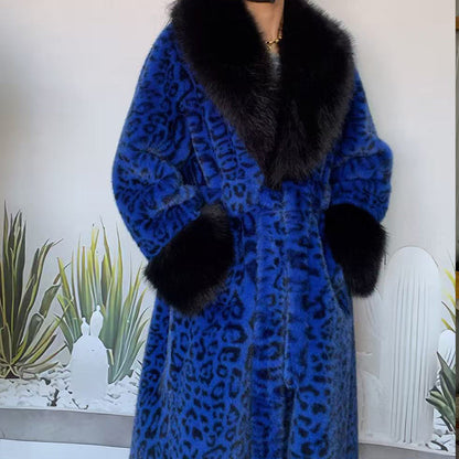 ✨🎅Weihnachtsangebote – Nur für kurze Zeit!⏰Damens Leopardenmuster-Mantel aus kuscheligem Kunstpelz mit Gürtel🧥