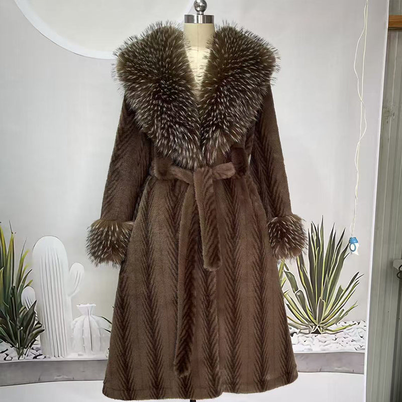 ✨🎅Weihnachtsangebote – Nur für kurze Zeit!⏰Damens Leopardenmuster-Mantel aus kuscheligem Kunstpelz mit Gürtel🧥