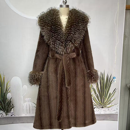 ✨🎅Weihnachtsangebote – Nur für kurze Zeit!⏰Damens Leopardenmuster-Mantel aus kuscheligem Kunstpelz mit Gürtel🧥