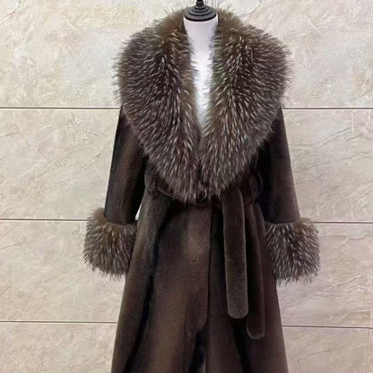✨🎅Weihnachtsangebote – Nur für kurze Zeit!⏰Damens Leopardenmuster-Mantel aus kuscheligem Kunstpelz mit Gürtel🧥