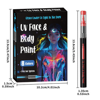 🔥Solange der Vorrat reicht 40 % Rabatt!🎉8-farbige UV-leuchtende Gesichts- und Körperfarbenstifte
