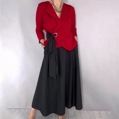 🔥Solange der Vorrat reicht 40 % Rabatt!🎉Modisches Oberteil und einfarbiger Rock für Damen, zweiteiliges Set