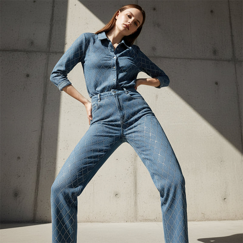 🔥Heiße Verkaufsangebote - Damen funkelnde Straight-Leg-Jeans