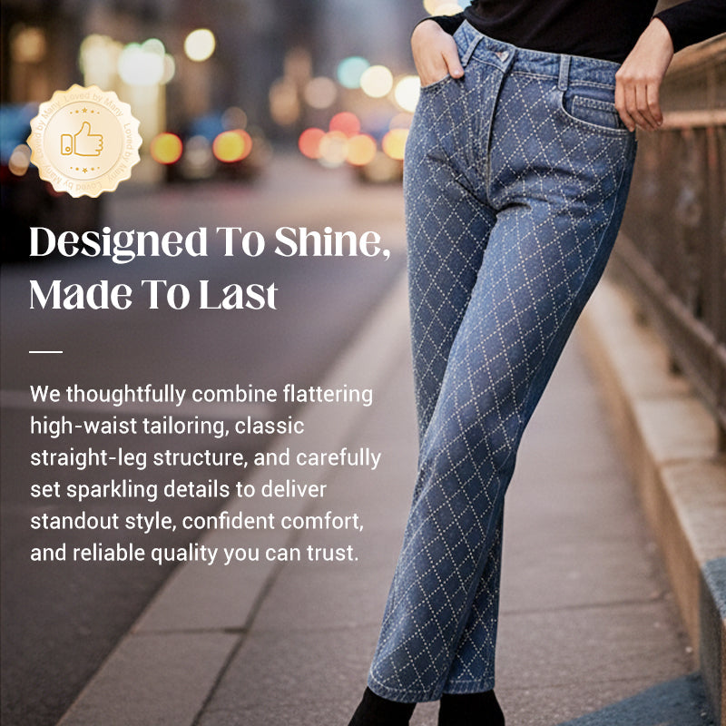 🔥Heiße Verkaufsangebote - Damen funkelnde Straight-Leg-Jeans