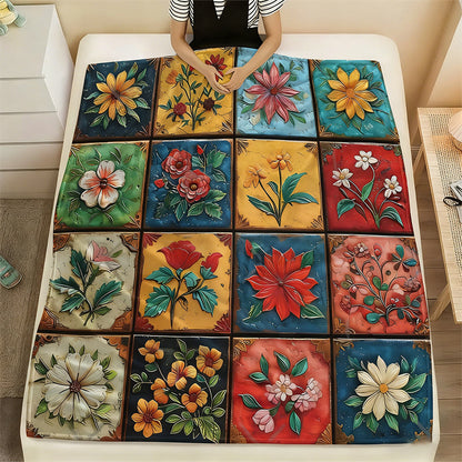 🔥Solange der Vorrat reicht 40 % Rabatt!🎉Kuschelige & weiche Flanelldecke mit Blumenmuster