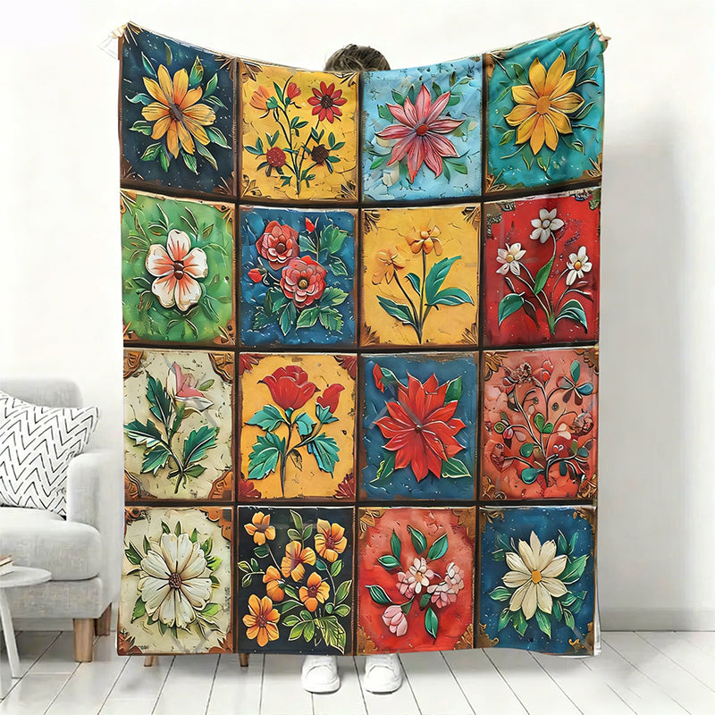 🔥Solange der Vorrat reicht 40 % Rabatt!🎉Kuschelige & weiche Flanelldecke mit Blumenmuster