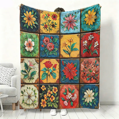 🔥Solange der Vorrat reicht 40 % Rabatt!🎉Kuschelige & weiche Flanelldecke mit Blumenmuster