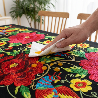 🌺 Mexikanische Tischdecke mit Blumenmuster – Elegant & Fleckenfest für Ihr Esszimmer!