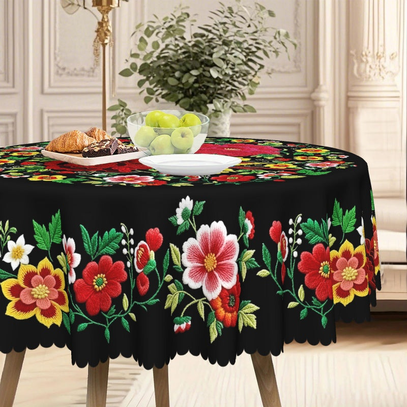 🌺 Mexikanische Tischdecke mit Blumenmuster – Elegant & Fleckenfest für Ihr Esszimmer!