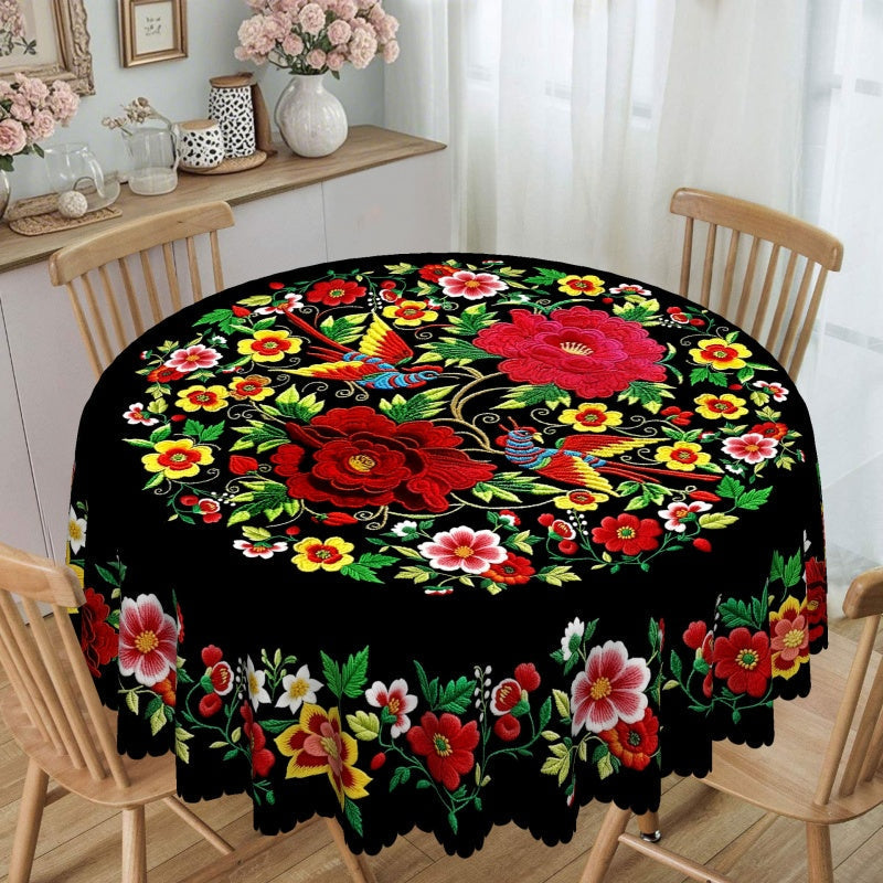 🌺 Mexikanische Tischdecke mit Blumenmuster – Elegant & Fleckenfest für Ihr Esszimmer!