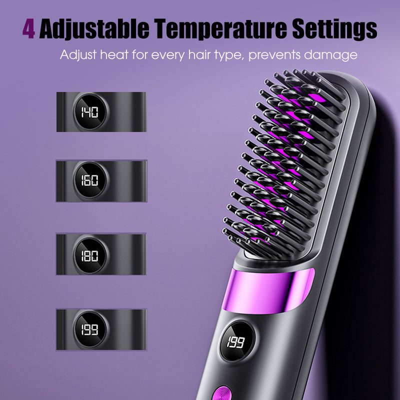 💇‍♀️🔥 3-in-1 Kabellose Glättungsbürste – glätten, locken, entwirren – USB-C, 4 Stufen – perfektes Haar überall! ✨