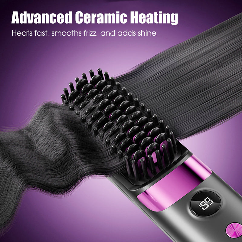 💇‍♀️🔥 3-in-1 Kabellose Glättungsbürste – glätten, locken, entwirren – USB-C, 4 Stufen – perfektes Haar überall! ✨