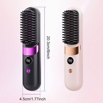 💇‍♀️🔥 3-in-1 Kabellose Glättungsbürste – glätten, locken, entwirren – USB-C, 4 Stufen – perfektes Haar überall! ✨