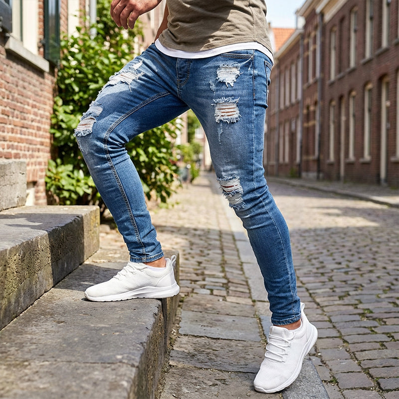 🔥Solange der Vorrat reicht 40 % Rabatt!🎉Stylische Herren-Skinny-Jeans mit Rissen