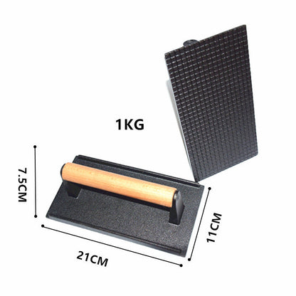 🍳50 % RABATT🥩Gusseisen Steak- & Burgerpresse mit Holzgriff – Gleichmäßiges Garen & BBQ-Perfektion! 🍔🔥