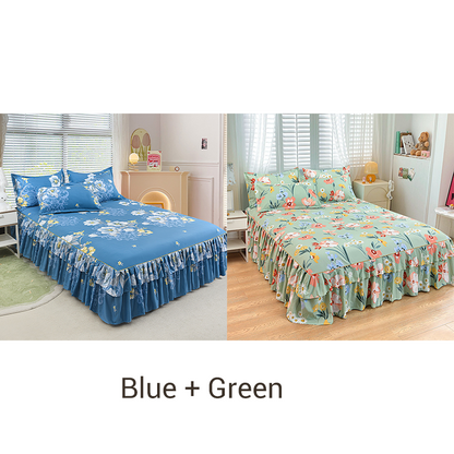 📢📢70 % Rabatt!! ⏰ 3-teiliges Rüschen-Bettrock-Set 🛏️