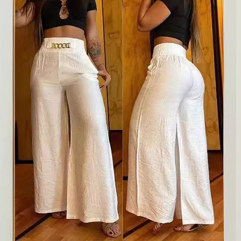 🔥Solange der Vorrat reicht 40 % Rabatt!🎉Damen-Hose mit hohem Bund, weitem Bein und Gürtelakzent💓