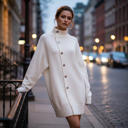 🔥Solange der Vorrat reicht 40 % Rabatt!🎉Damen-Strickjacke mit hohem Kragen und Knöpfen
