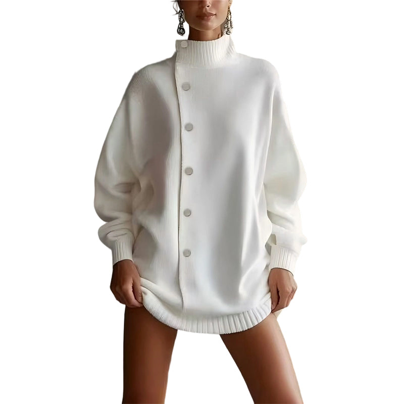 🔥Solange der Vorrat reicht 40 % Rabatt!🎉Damen-Strickjacke mit hohem Kragen und Knöpfen