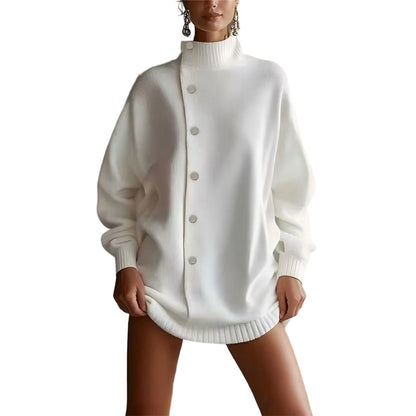 🔥Solange der Vorrat reicht 40 % Rabatt!🎉Damen-Strickjacke mit hohem Kragen und Knöpfen