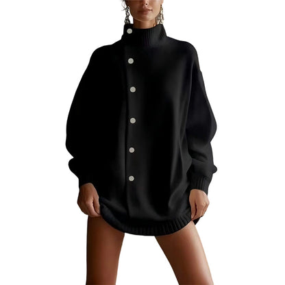 🔥Solange der Vorrat reicht 40 % Rabatt!🎉Damen-Strickjacke mit hohem Kragen und Knöpfen