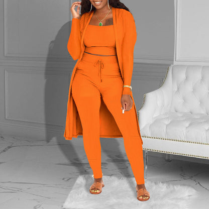 🔥Solange der Vorrat reicht 40 % Rabatt!🎉Lässiges 3-teiliges Strickset – Cropped Top, Cardigan & Hose
