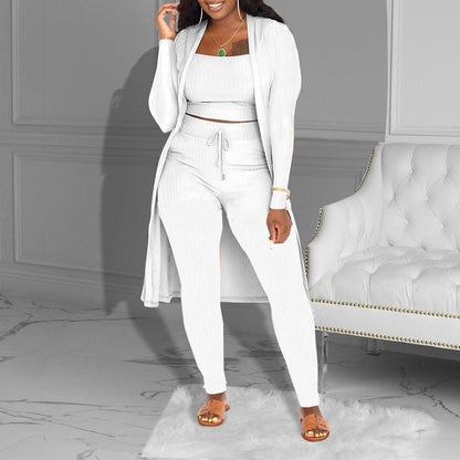 🔥Solange der Vorrat reicht 40 % Rabatt!🎉Lässiges 3-teiliges Strickset – Cropped Top, Cardigan & Hose