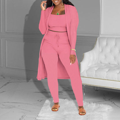 🔥Solange der Vorrat reicht 40 % Rabatt!🎉Lässiges 3-teiliges Strickset – Cropped Top, Cardigan & Hose
