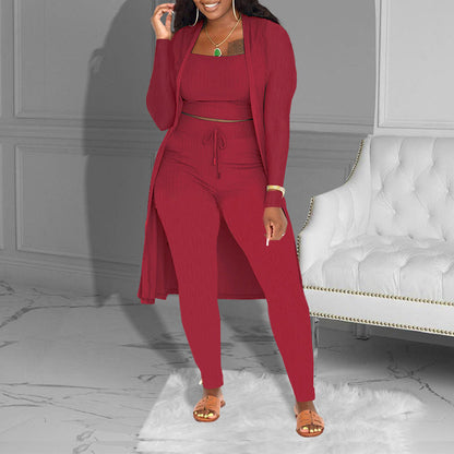 🔥Solange der Vorrat reicht 40 % Rabatt!🎉Lässiges 3-teiliges Strickset – Cropped Top, Cardigan & Hose