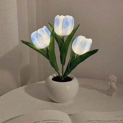 🌷LED-Tulpenlampe, simuliertes Tulpen-Nachtlicht mit Vase, Tischlampe, Dekoration, geeignet für Zuhause, Wohnzimmer, Tischdekoration