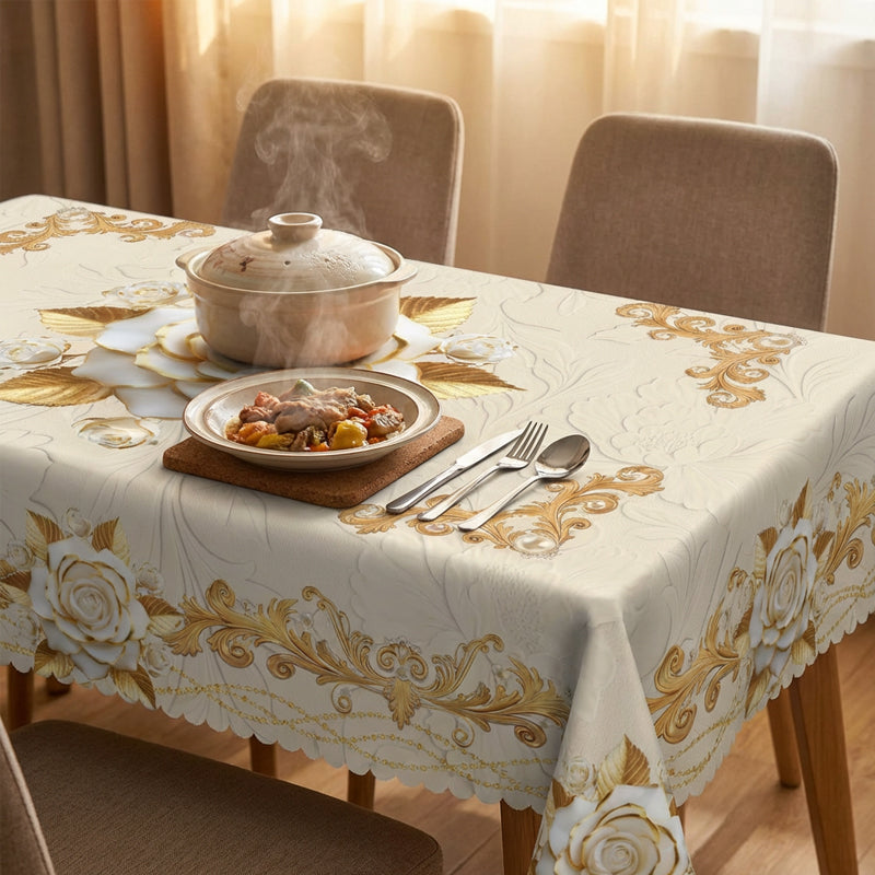 🔥Solange der Vorrat reicht 40 % Rabatt!🎉Wasserdichte goldene Rosen-Tischdecke